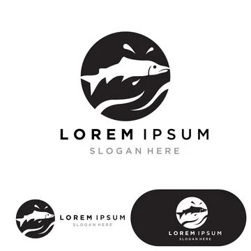 Fish abstract icon design logo template,Creative vector symbol of fishing c.. Stock Illustration