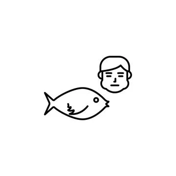 Fish, allergic face icon. Element of problems with allergies icon. Thin line Illustrazione stock