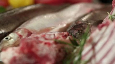 Fish and beef 4 Stock Footage 312942618