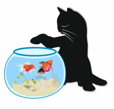 Fish and cat Stock Illustration