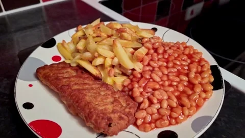 Fish and chip supper Stock Footage 258072766