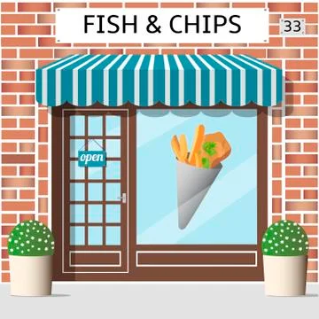 Fish and chips cafe building Stock Illustration
