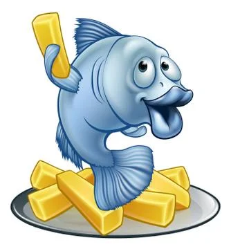 Fish and Chips Cartoon Stock Illustration