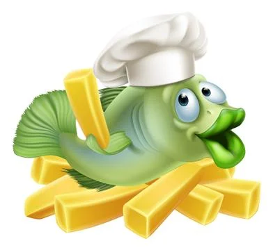 Fish and chips chef Stock Illustration