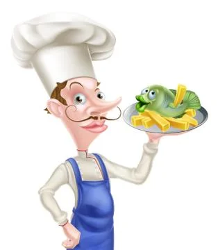 Fish and Chips Chef Illustrazione stock