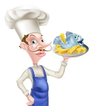 Fish and Chips Chef Illustrazione stock