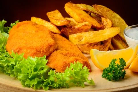 Fish and chips closeup Stock Photos