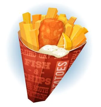 Fish And Chips Cornet Stock Illustration