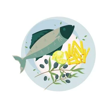 Fish and chips dish Stock Illustration