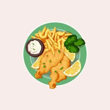 Fish and Chips Stock Illustration