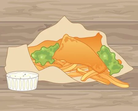 Fish and chips in paper Stock Illustration