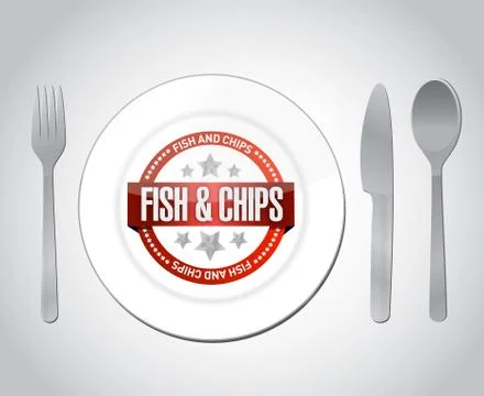 Fish and chips restaurant concept illustration Illustrazione stock