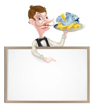 Fish and Chips Restaurant Menu Signboard Stock Illustration