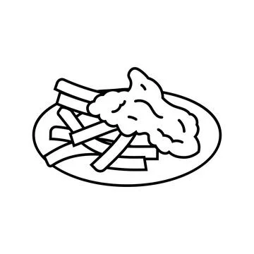 Fish and chips sea cuisine line icon vector illustration Stock Illustration