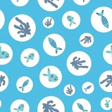 Fish and coral in bubbles pattern design vector illustration Stock Illustration