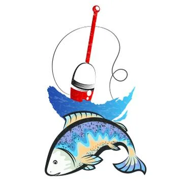 Fish and float on the wave Stock Illustration