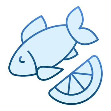 Fish and lemon flat icon. Cuisine blue icons in trendy flat style. Seafood Stock Illustration