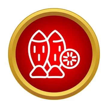 Fish and lemon slice seafood icon button Stock Illustration