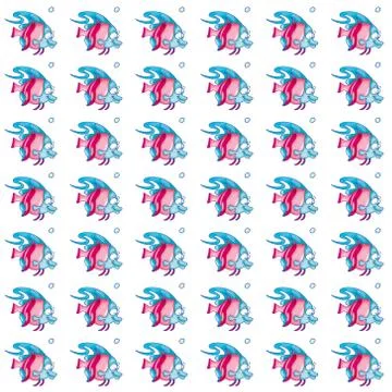 Fish and marine animals pattern of paper or fabric Stock Illustration