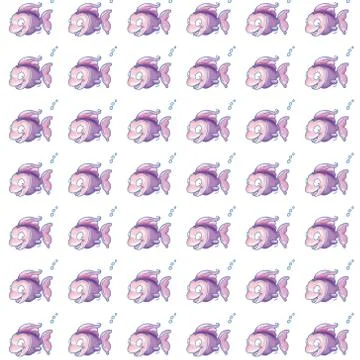 Fish and marine animals pattern of paper or fabric Stock Illustration
