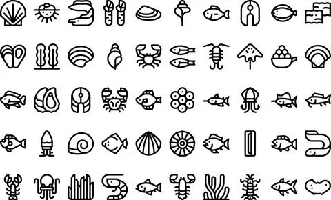Fish and seafood icons High-Quality Vector Icons Collection with Editable Stroke Stock Illustration