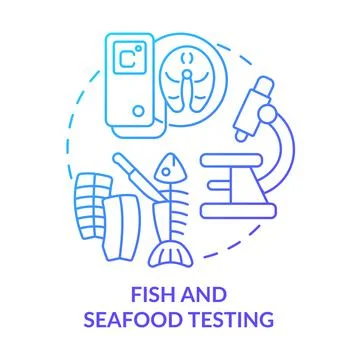Fish and seafood testing blue gradient concept icon Stock Illustration