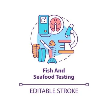 Fish and seafood testing concept icon Stock Illustration