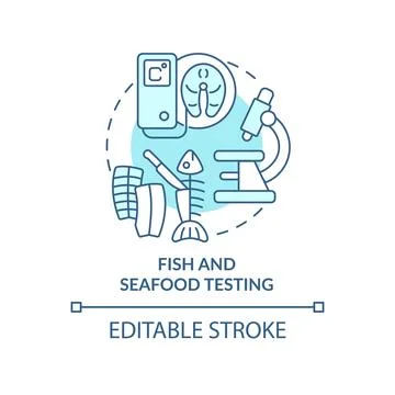 Fish and seafood testing turquoise concept icon Stock Illustration