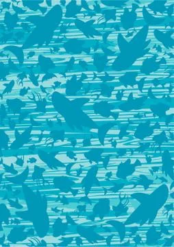 Fish and Shark Pattern Stock Illustration