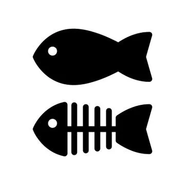 Fish and skeleton simple vector icon. Black and white illustration of fish bones Stock Illustration