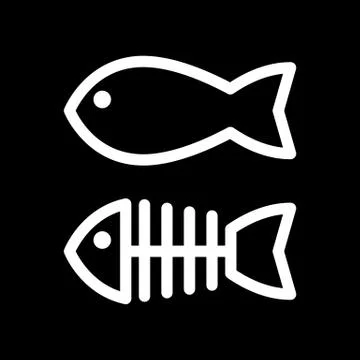 Fish and skeleton simple vector icon. Black and white illustration of fish bones Stock Illustration