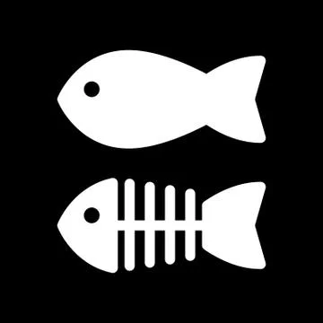 Fish and skeleton simple vector icon. Black and white illustration of fish bones Stock Illustration
