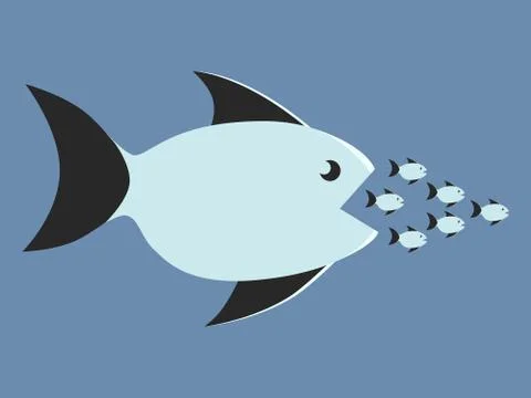 Fish and small ones Stock Illustration