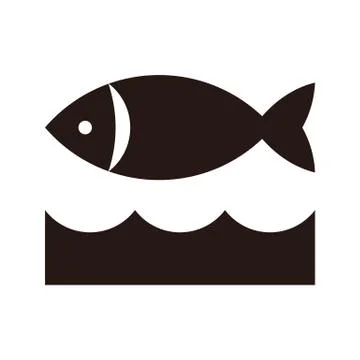 Fish and waves icon Stock Illustration