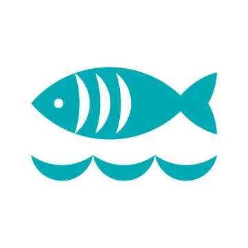 Fish and waves icon Stock Illustration