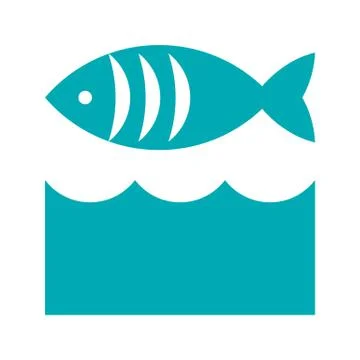 Fish and waves icon Stock Illustration