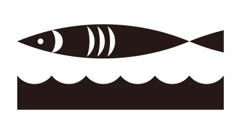 Fish and waves icon Stock Illustration