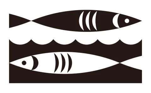 Fish and waves icon Stock Illustration