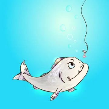 Fish and worm Stock Illustration