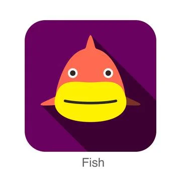 Fish animal face flat design Stock Illustration