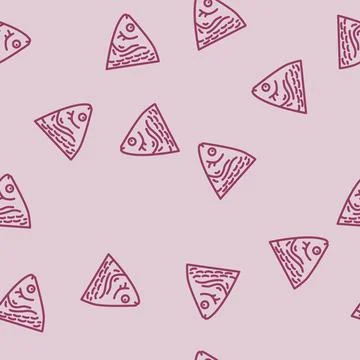 Fish animal line vector seamless pattern Illustrazione stock