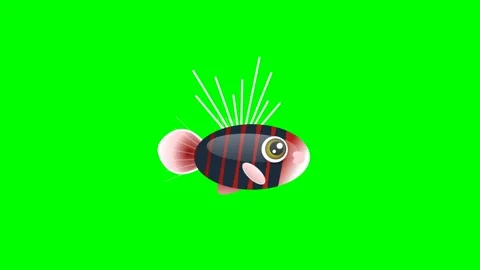 Fish Animated with Bug - Chroma Key Green Screen Footage Video stock 336959177