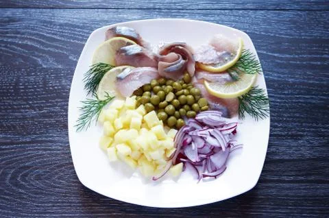 Fish Appetizer On Table Stock Photos