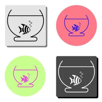 Fish in aquarium. flat vector icon Stock Illustration