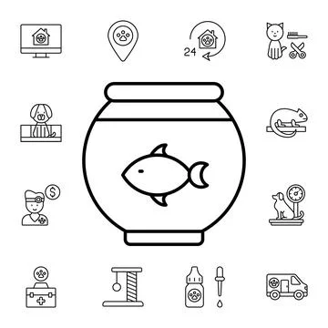 Fish, aquarium flat vector icon in petshop pack Stock Illustration