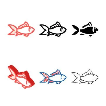 Fish aquatic color icon vector forms Stockillustratie