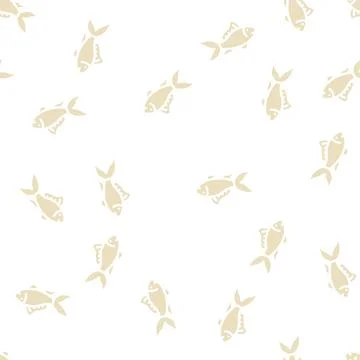 Fish aquatic glyph vector seamless pattern Stock Illustration