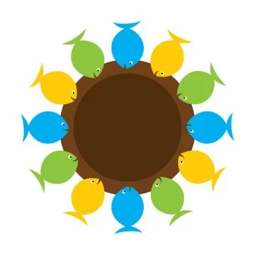Fish arrange in round with blank space for write text concept Stockillustratie