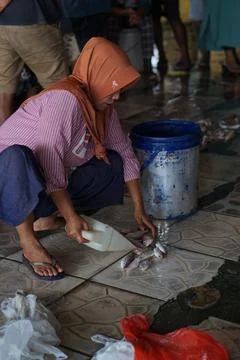 Fish auction place Foto stock