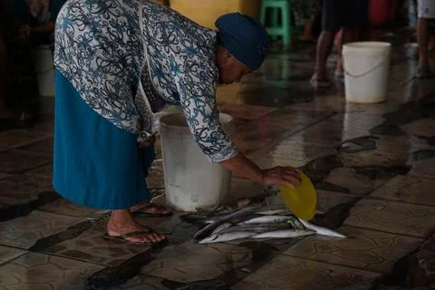 Fish auction place Foto stock